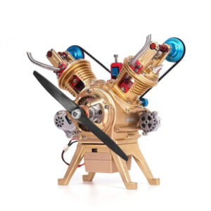 TECHING DM14-V2-T Car Engine Kit DIY 217+ Parts Metal Twin Cylinder Engine Assembly Kit Collectible Gift Model