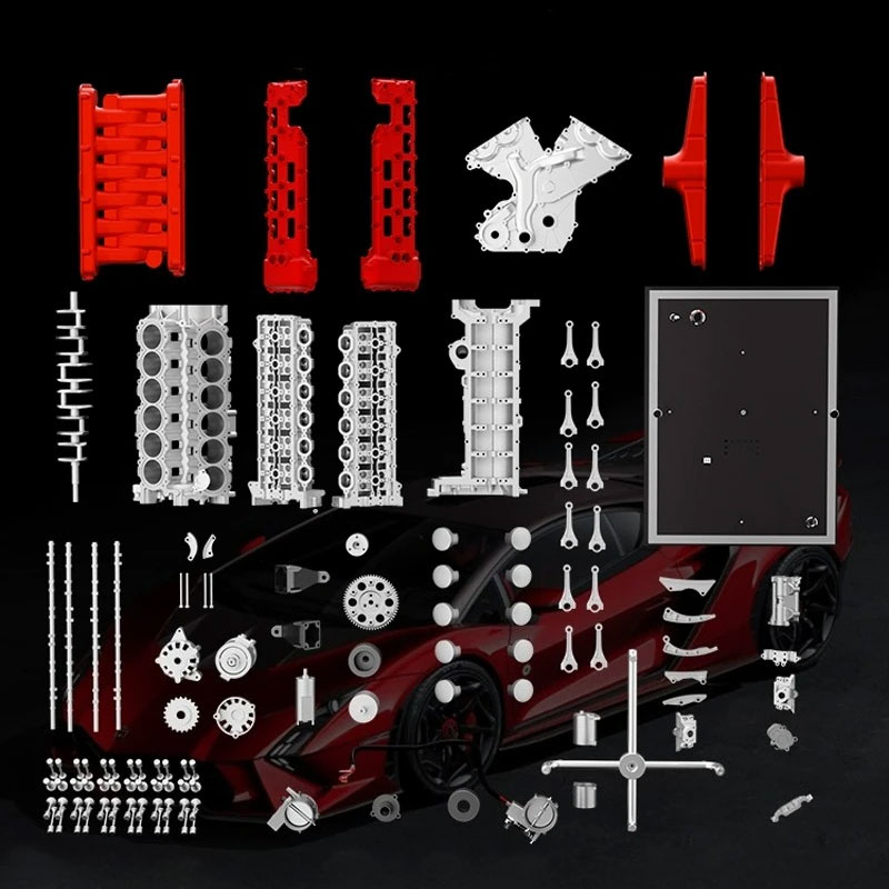 TECHING DM108 Metal V12 DIY Engine Model Kit 800+PCS - Image 4