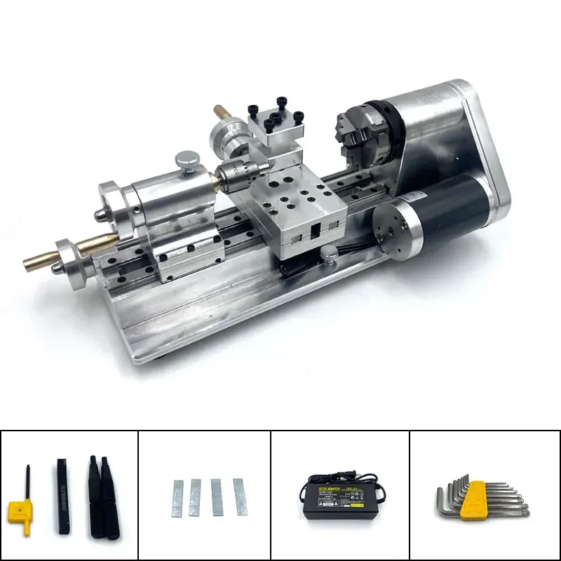CNC Machined Miniature Lathe Engine Model - Equipped with 24V Power Supply - Image 2